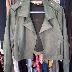 Philosophy Women's Green Suede Faux Leather Jacket